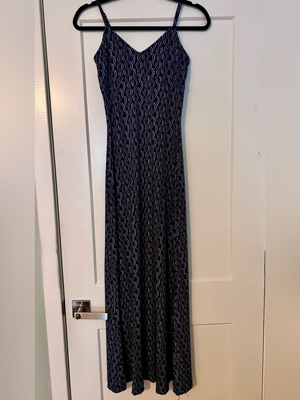 Michael Michael Kors Navy Blue Patterned Maxi Dress XXS